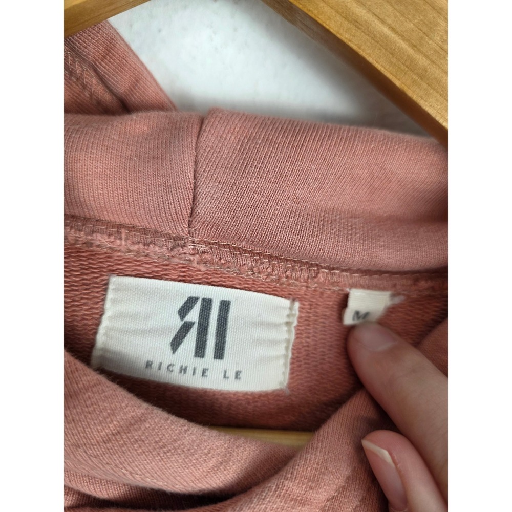 Richie Le Mens Salmon Pink Cotton French Terry Zip Pocket Hoodie Size‎ Medium - Picture 6 of 7